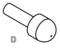 Diagram cylindrycznego obiektu z kulistym czubkiem i małym oznaczeniem. Oznaczony literą 'D'.
