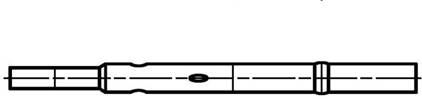 Rysunek techniczny elementu o kształcie cylindrycznym, z różnymi modułami przekrojowymi, charakteryzujący się szczegółowymi konturami.
