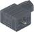 Czarny, prostokątny wtyk z śrubą mocującą, odpowiedni do zastosowań przemysłowych.