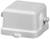 Szara, prostokątna obudowa ochronna z zaokrąglonymi krawędziami i dwoma bocznymi wyjściami, prawdopodobnie przeznaczona dla urządzeń technicznych.