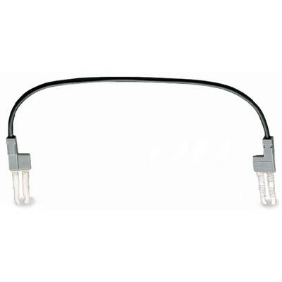 Czarny kabel z dwoma szarymi wtyczkami na obu końcach, prawdopodobnie elektryczny adapter połączeniowy.