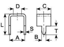 Rysunek techniczny giętej rury z wymiarami długości i szerokości. Oznaczony literami A, B, C, D, L, S oraz T do określenia wymiarów.
