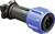 Niebieski, cylindryczny złącz wielostykowy, odpowiedni do podłączania urządzeń elektrycznych lub przewodów.