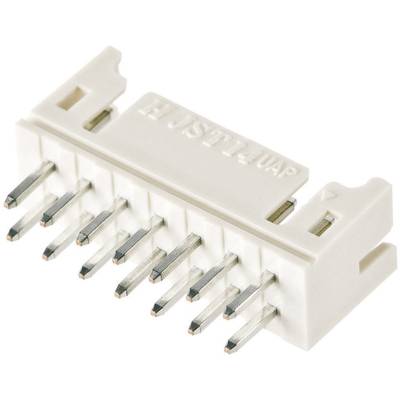Biały wtyk elektryczny z wieloma metalowymi stykami, przeznaczony do połączeń elektronicznych.