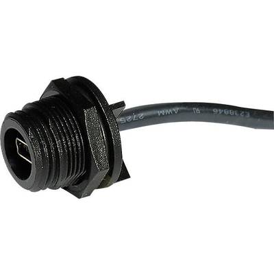 Zbliżenie wtyczki gniazda Mini USB-B w kolorze czarnym z kablem, odpowiedniej do podłączania urządzeń elektronicznych.