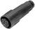 Czarny, cylindryczny wtyk z wieloma stykami, często stosowany w instalacjach przemysłowych lub technicznych.
