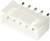 Biały, sześciostykowy wtyk elektryczny z metalowymi stykami, odpowiedni do podłączeń w urządzeniach elektronicznych.