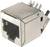 Metalowe gniazdo RJ45, odpowiednie do podłączania kabli sieciowych. Posiada osiem styków do połączeń Ethernet.