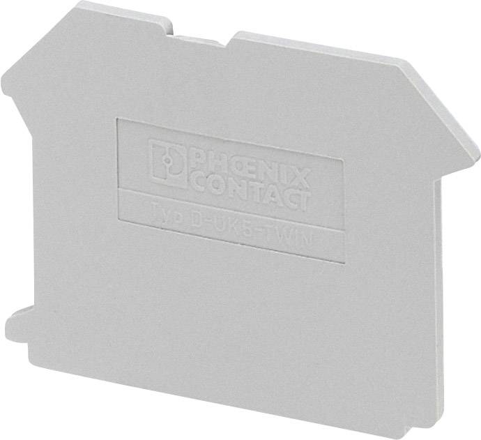 Pokrywa zacisku, na przedniej stronie opisana napisami 'PHOENIX CONTACT' oraz 'Typ D-UK 5-TWIN'.