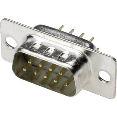Wtyk z dziewięcioma stykami PIN, w formie miniaturowej D-Sub, obudowa wykonana z metalowego srebra. Odpowiedni do połączeń transmisji danych.