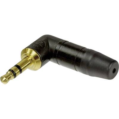 Adapter kątowy do złączy audio, w kolorze czarnym ze złotym zakończeniem, stosowany w urządzeniach audio w celu zapewnienia lepszego odciążenia przewodu.