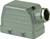 Przemysłowy złącz wtykowy z napisem 'Wieland', w odcieniu zielonawoszarym, obudowa z metalowym gwintem do podłączenia kabla.