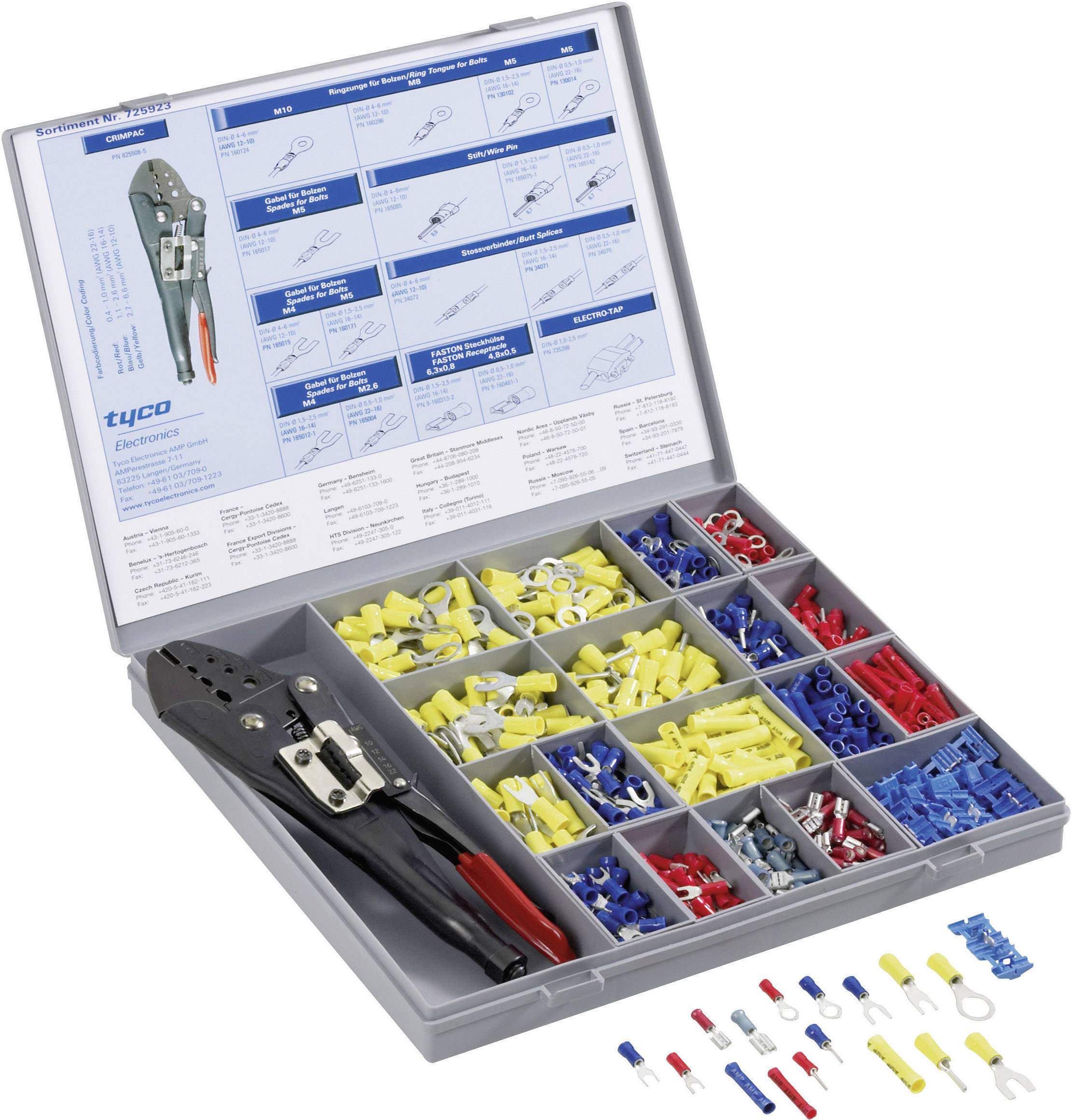 Комплект обтискних роз'ємів TE Connectivity 725923 0,205 мм² 2,50 мм² червоний, синій, жовтий 691 шт.