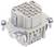Wtyk przemysłowy z wieloma punktami stykowymi, opisem i śrubami mocującymi, odpowiedni do wysokich napięć do 600V.