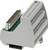 Szary blok złącza z wieloma możliwościami podłączenia i metalowymi stykami. Jest zaprojektowany do połączeń elektrycznych.