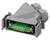 Szary elektryczny złącz z zielonymi elementami wewnętrznymi, odpowiedni do zastosowań przemysłowych.