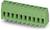 Zielony złącze z dziewięcioma stykami, odpowiednie do montażu na płytkach drukowanych.