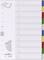Przekładki rejestrowe z numerami od 1 do 10. Każda liczba posiada kolorową zakładkę. Lewa strona posiada otwory do wpięcia do segregatora.