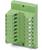 Zielony elektryczny blok zaciskowy z numerowanymi złączami od 1 do 15, przeznaczony do dodatkowego okablowania.