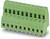 Zielony dwurzędowy złącze wtykowe z wieloma przyłączami i pinami, stosowany w obwodach elektrycznych do łączenia przewodów.