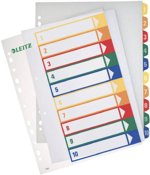 Реєстратор Leitz 12930000 DIN A4, широкий 1-10 поліпропіленовий, різнокольоровий, 10 вкладок, ПК-маркування