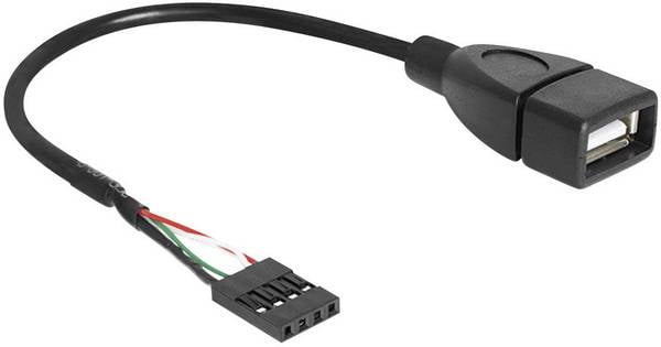 kabel USB 2.0 Delock 83291, [1x złącze żeńskie USB 2.0 4-pin - 1x złącze żeńskie USB-A 2.0], 0.20 m, czarny