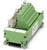 Zielony elektryczny element łączący z numerowanymi złączami i białymi zatrzaskami, stosowany do okablowania i dystrybucji prądu.