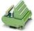 Przemysłowy złącz w kolorze zielonym z wieloma numerowanymi stykami, odpowiedni do złożonych instalacji elektrycznych.