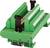 Zielona złączka szynowa DIN z wieloma wejściami do połączeń elektrycznych; odpowiednia do zastosowań przemysłowych.
