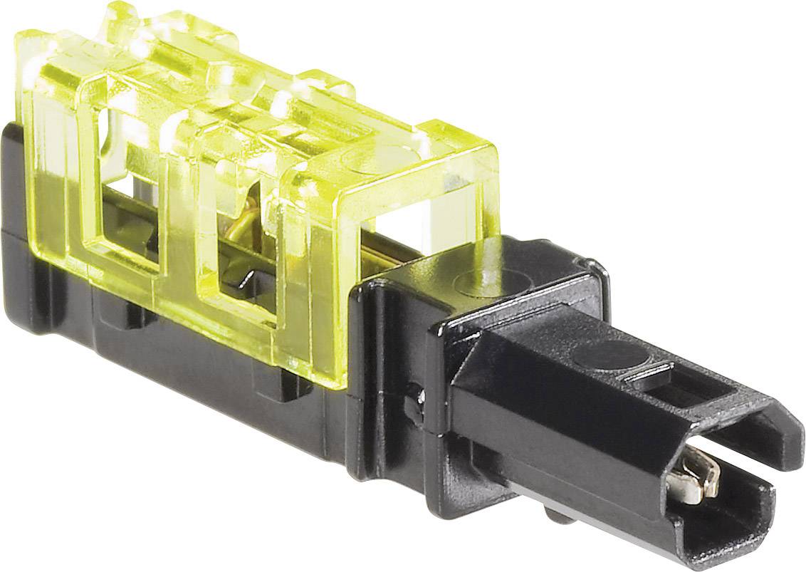 Żółte, prostokątne przekaźnik bezpieczeństwa w czarnej obudowie, stosowane w technice automatyzacji.