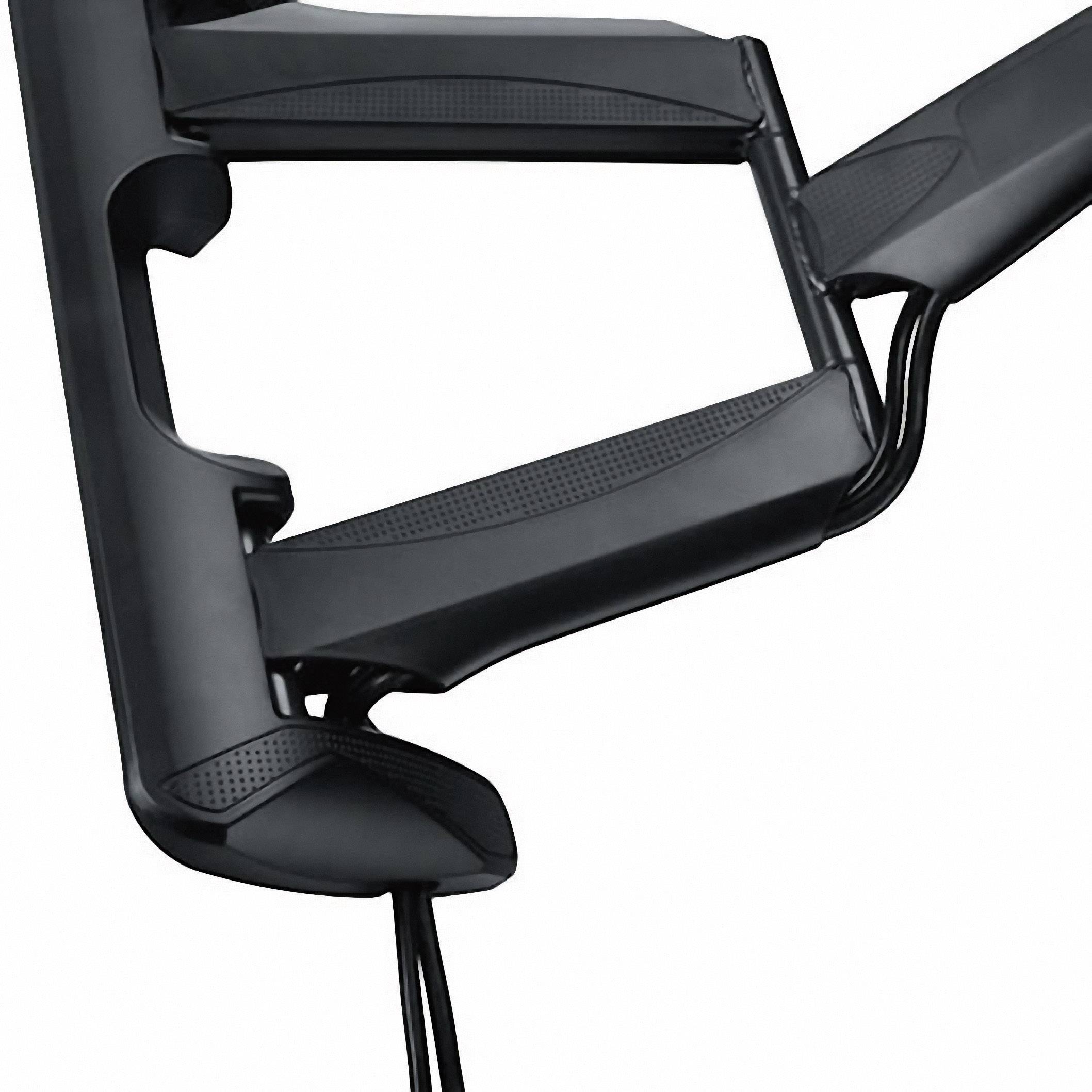 Nowoczesny, czarny uchwyt odkurzacza o ergonomicznym designie z przewodem.