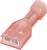 Różowy elektryczny płaski złącz wtykowy z izolowaną tulejką, odpowiedni dla przewodów o średnicy 22-16 AWG, zapewniający bezpieczne połączenia.