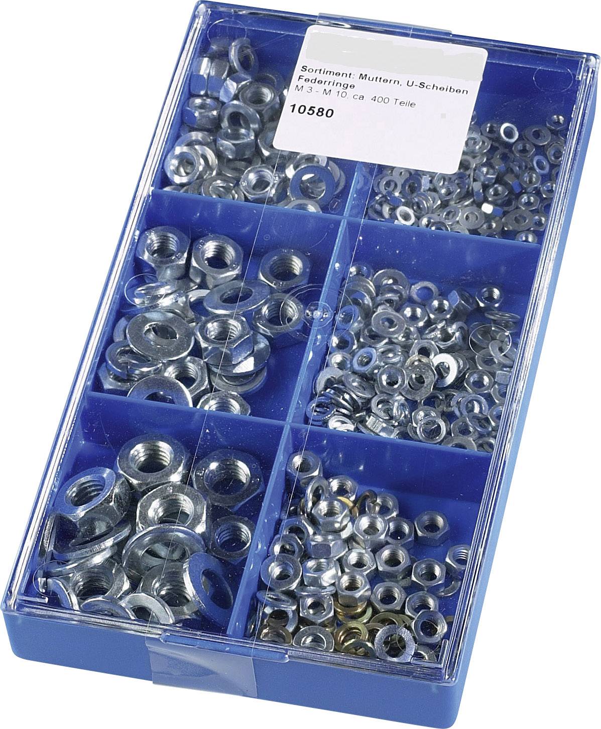 804436 Асортимент гайок, шайб та пружинних шайб Вміст 400 шт.