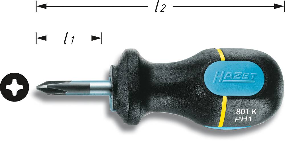 Hazet 801K-PH1 do warsztatu Wkrętak krzyżowy PH 1 Długość końcówki: 25 mm