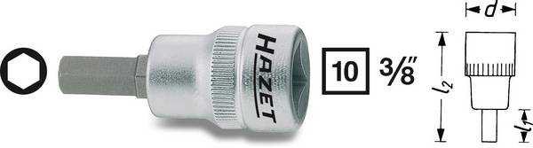 Hazet 8801K 8801K-6 wewnętrzny sześciokąt Nasadka trzpieniowa  6 mm     3/8" (10 mm)