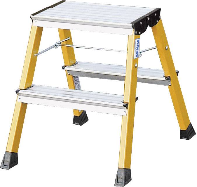 Алюмінієві драбини Krause 130044 з колесами, 2 x 2 сходинки, складні, макс. 2,44 м, жовті