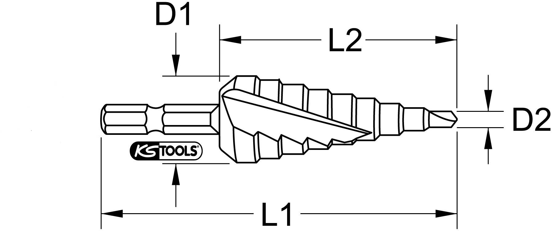 KS Tools 330.2384 3302384 HSS TIN-TIP Wiertło stożkowe stopniowe 1 szt.-1