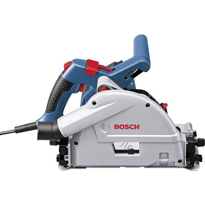 Elektryczna piła zanurzeniowa firmy Bosch z szarą obudową i niebieskim uchwytem, odpowiednia do precyzyjnego cięcia drewna i innych materiałów.