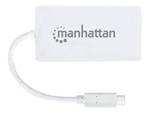 Hub Manhattan USB typu C na 3 portów z adapterem sieciowym Gigabit Ethernet USB 3.1 GEN 1 (5 Gbit/s) na 10/100/1000 Mbit/s Gigabit Ethernet