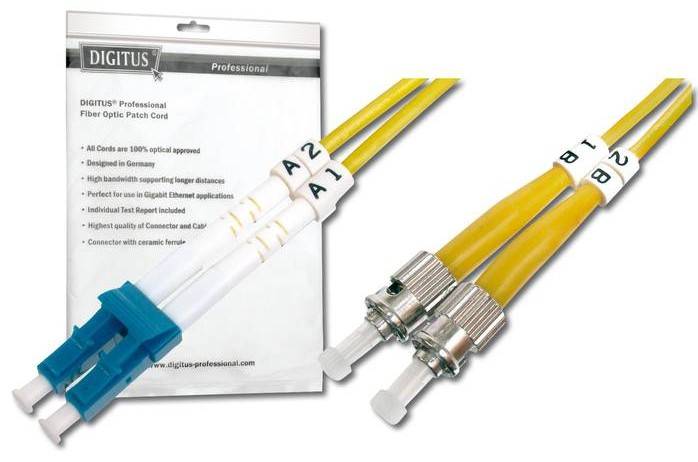 Digitus DK-2931-05 światłowodowe do światłowodów kabel 5.00 m żółty [1x złącze męskie LC - 1x złącze męskie ST] 9/125 µ -3