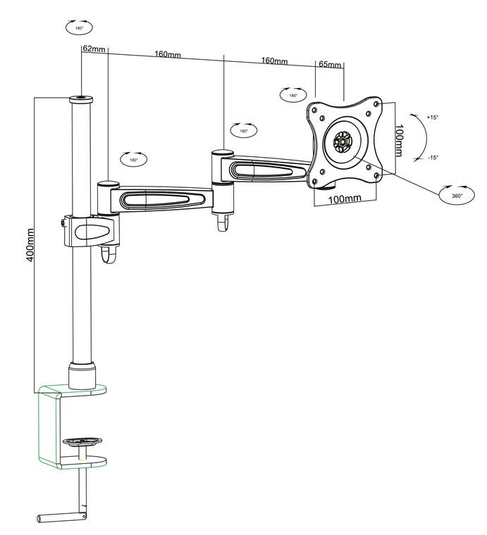 Goobay Uchwyt do monitora, stołowy Goobay 63497 Monitor Arm Tischhalterung VESA Monitorhalter Monitorarm Halterung 1 Wyś-5