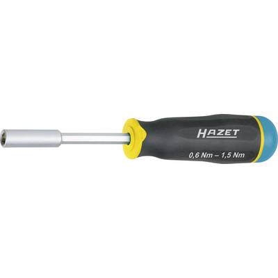 Wkrętak z ergonomicznym uchwytem, akcentowany żółtym i niebieskim kolorem, z napisem 'HAZET' i zakresem momentu obrotowego 0,6-1,5 Nm.