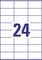 Liczba '24' w dużych, niebieskich cyfrach na środku prostokątnej siatki z niebieskimi liniami na białym tle.
