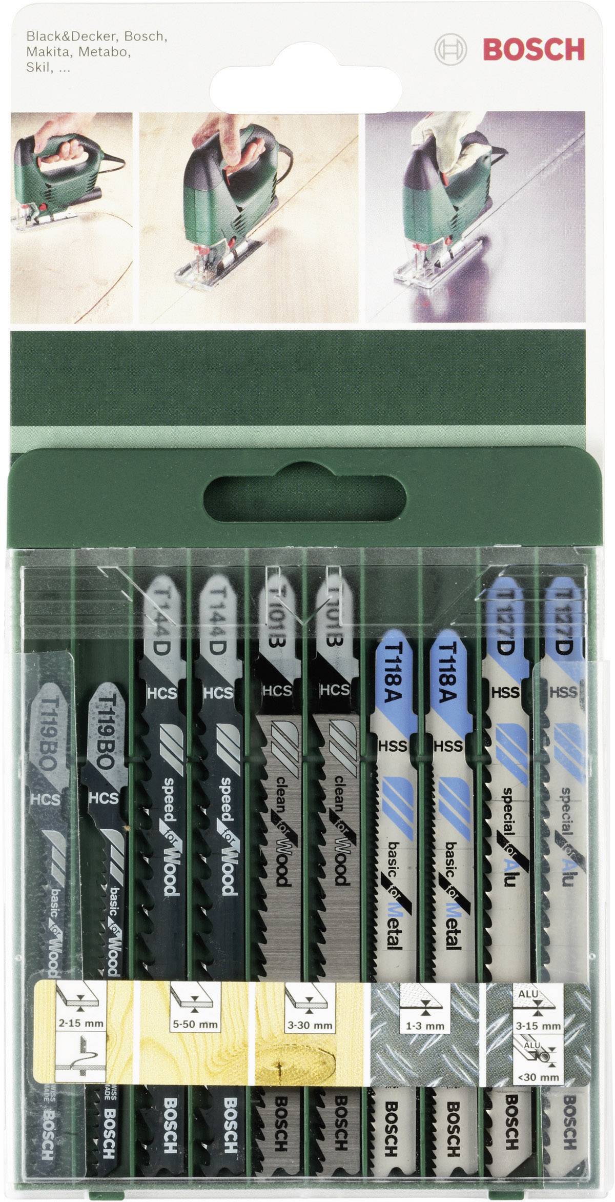 Полотно для лобзика з Т-подібним пазом Bosch Accessories 2609256746 Немає 10 шт.