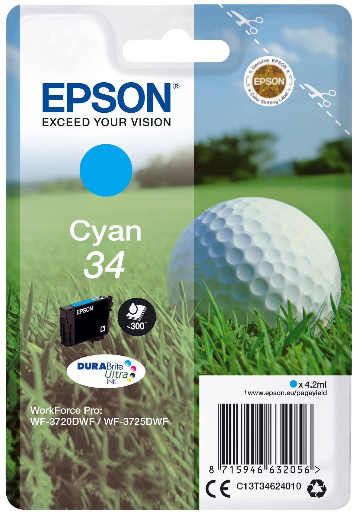 Epson atrament 34 tusz oryginalny Cyjan C 13 T 34624010-7