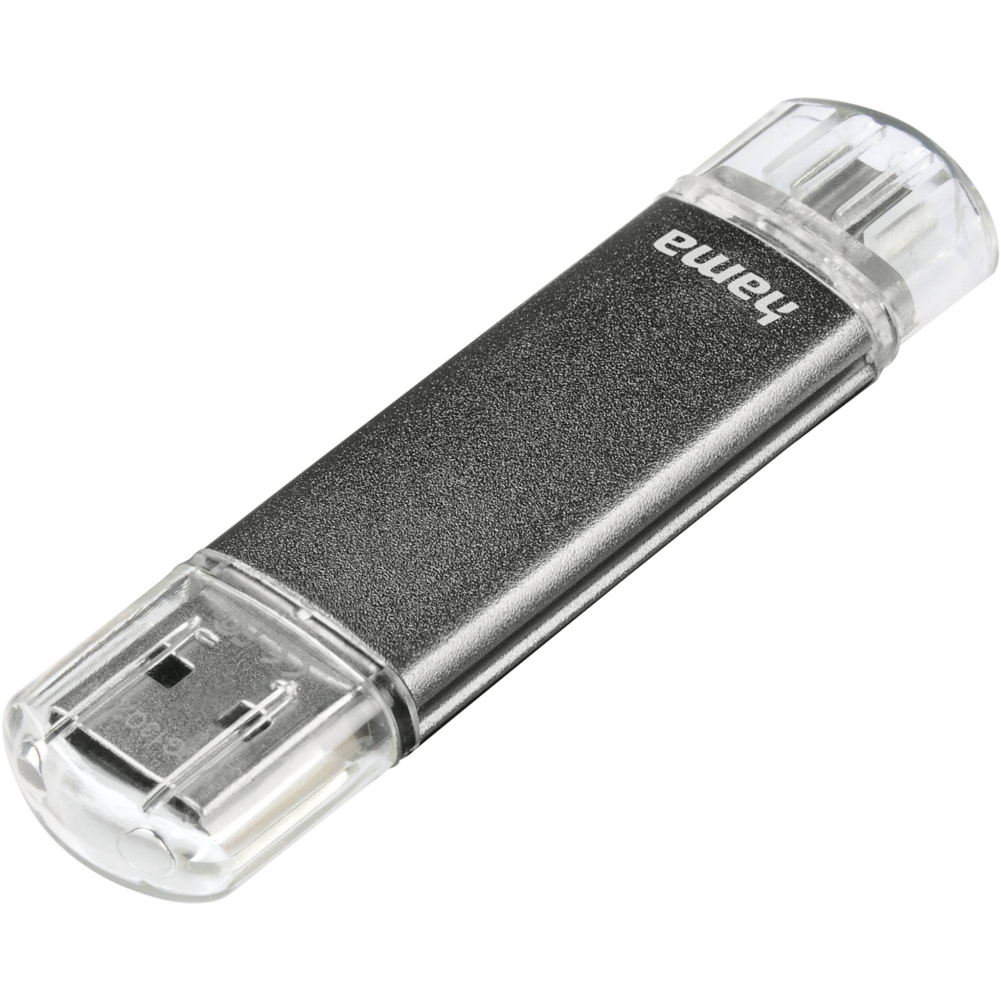 Hama FlashPen "Laeta Twin" Pamięć USB do Tabletów i Smartfonów szary 64 GB USB 2.0, Micro USB 2.0-2