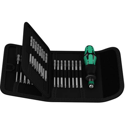 Zestaw końcówek wkrętakowych w składanym etui z ergonomicznym uchwytem. Odpowiedni do różnorodnych prac naprawczych.