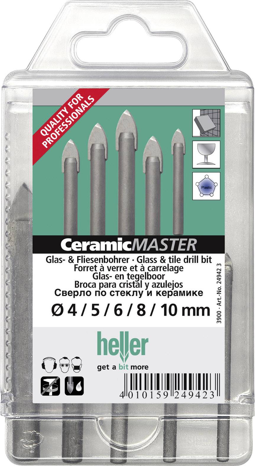Набір свердел Heller QuickBit® CeramicMaster 24942 для скла та кераміки, діаметр отвору: 4 мм, 5 мм, 6 мм, 8 мм, 10 мм, 1/4