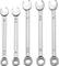 Pięć różnej wielkości kluczy nastawnych ułożonych w rzędzie, od najmniejszego do największego. Każdy klucz oznaczony rozmiarem w milimetrach: 4, 4.5, 5, 5.5, 6.