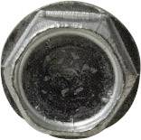 Sześciokątna nakrętka metalowa, widok z góry; centralny punkt mocowania śrub.